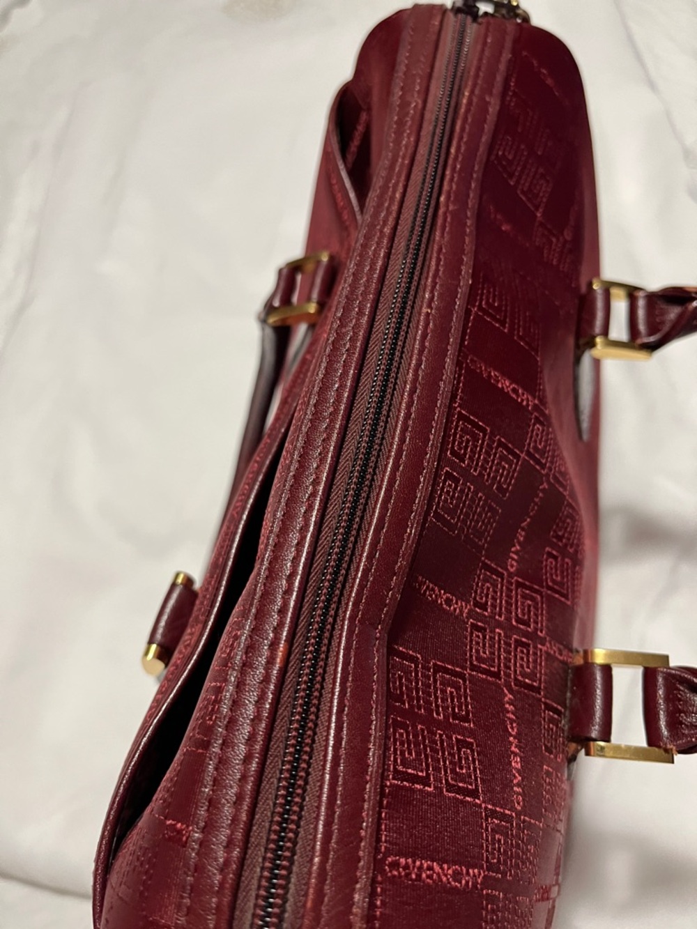 Givenchy Deep Red Monogram Top Handle Satchel authentic - Picture 3 of 14
